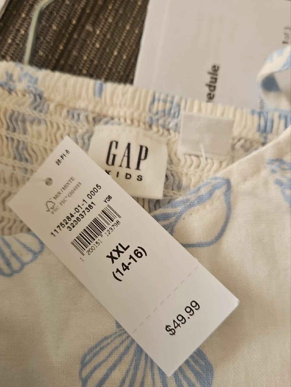 GAP Girls White Dress with Light Blue Shell Print